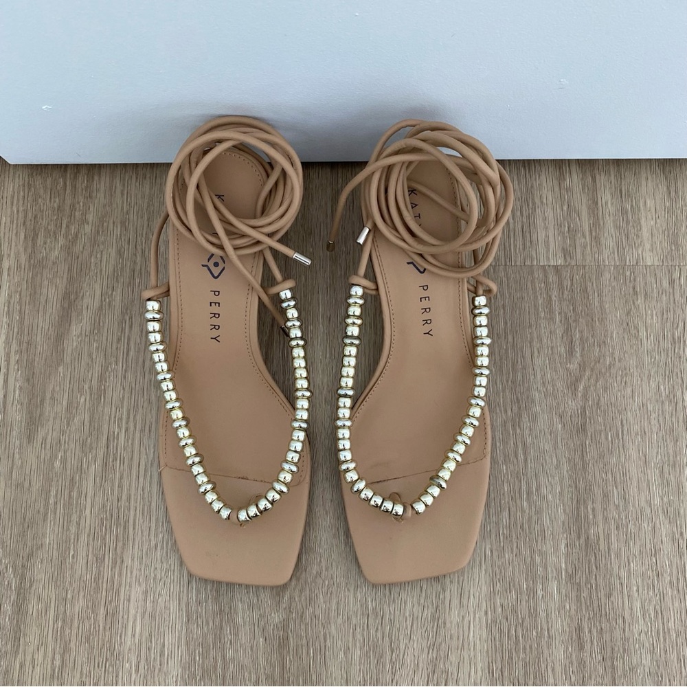 Beaded Lace Up Sandals
